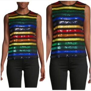 Alice + Olivia  Miller Rainbow Sequin Boyfriend Tank SIZE XS